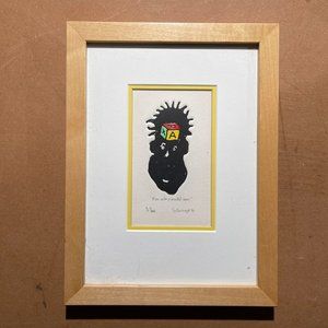 Vintage 1993 Man With Mental Block by Sa Boothroyd Framed Handmade Art Print